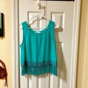 Teal sleeveless top size Junior L